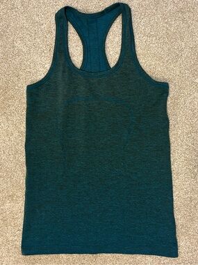 Lululemon Swiftly Tech Racerback Tank Top Dark Teal Capri Size 6 Heathered Blue